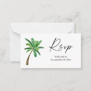 Tarjeta Pequeña Palm Tree Tropical Hawái 2SM Comida RSVP