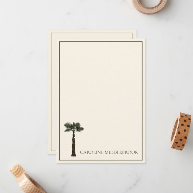 Tarjeta Pequeña Palmera Costera Elegante Personalizada (Anverso/Reverso In Situ)