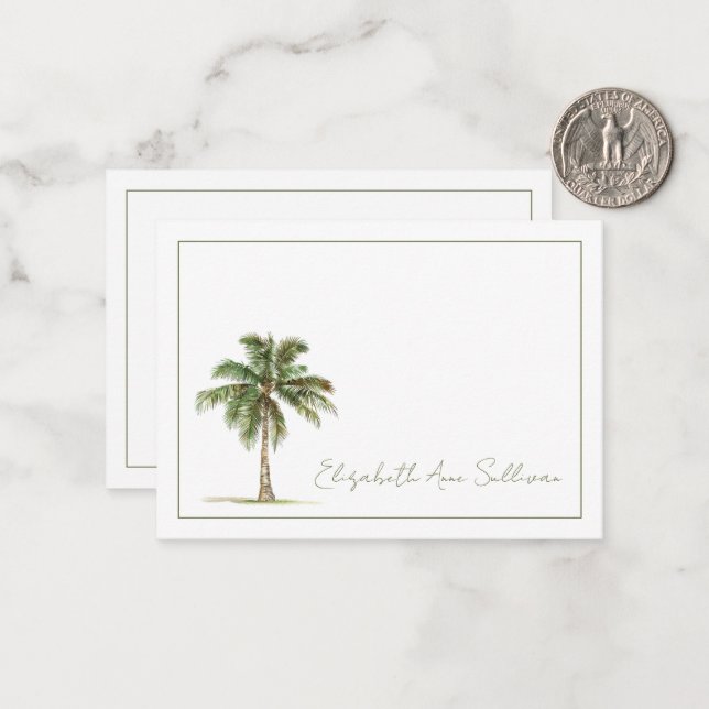 Tarjeta Pequeña Palmera Costera Personalizada (Anverso/Reverso In Situ)