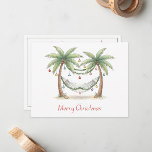 Tarjeta Pequeña Palmeras de Navidad Costeras con Hamaca