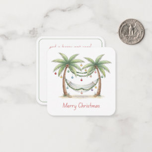 Tarjeta Pequeña Palmeras de Navidad Costeras con Hamaca
