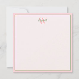 Tarjeta Pequeña Palmeras tropicales en monograma rosa