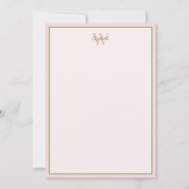 Tarjeta Pequeña Palmeras tropicales en monograma rosa