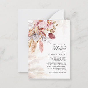 Tarjeta Pequeña Pampas Grass Boho Dried Flowers Chica Baby Shower