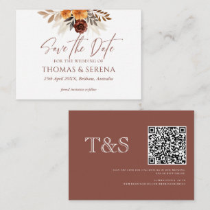 Tarjeta Pequeña Pampas Grass Terracotta Save the Date QR Code