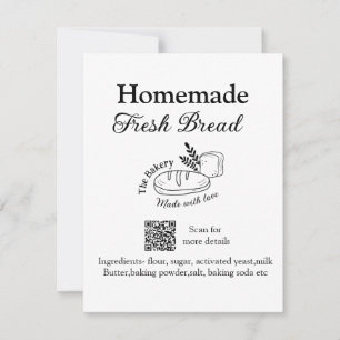 Tarjeta Pequeña Panadería de pan fresco añada ingredientes Q r cód