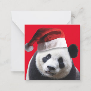 Tarjeta Pequeña Panda Bear Santa Claus