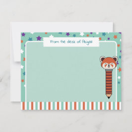 Tarjeta Pequeña Panda Rojo Verde Espuma de Mar Desde el Escritorio