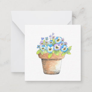 Tarjeta Pequeña Pansies acuarelas potentes