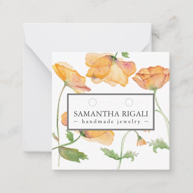 Tarjeta Pequeña Pantalla de collar de flores de amapola naranja (Anverso)