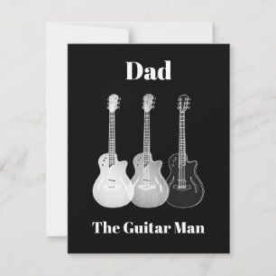 Tarjeta Pequeña Papá guitarrista hombre simple divertido monocromá