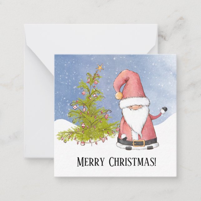 Tarjeta Pequeña Papá Noel Feliz Navidad (Anverso)