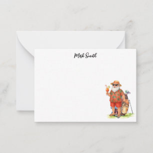 Tarjeta Pequeña Papá Noel golfista para Navidad