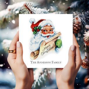 Tarjeta Pequeña Papá Noel, navidad virgen con nombre