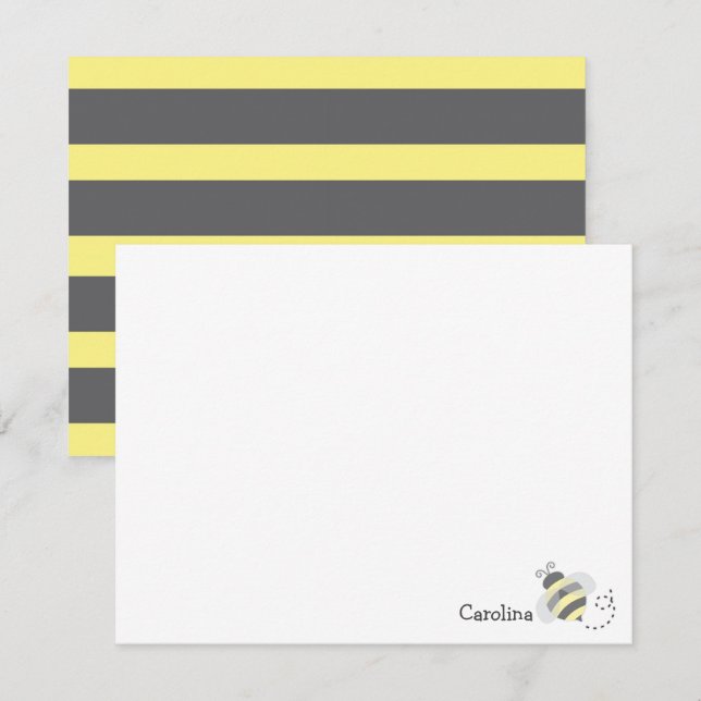 Tarjeta Pequeña Papel de carta abeja abeja negra amarilla rayas (Anverso / Reverso)