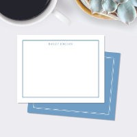 Papel de carta azul claro con doble borde moderno