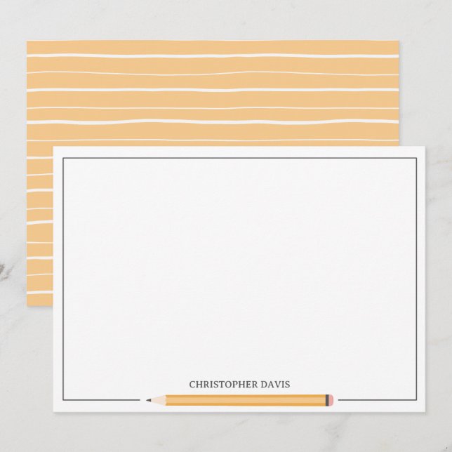 Tarjeta Pequeña Papel de carta clásico con lápiz para vuelta al co (Anverso / Reverso)