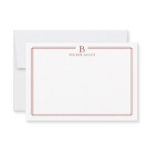 Papel de Carta Clásico con Monograma Inicial y Bor