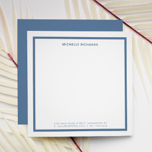 Tarjeta Pequeña Papel de carta con borde azul polvoriento Square P