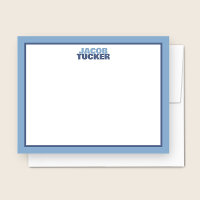 Papel de Carta con Borde de Dos Tonos Azul y Nombr