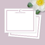 Tarjeta Pequeña Papel de carta con borde de vino granate elegante<br><div class="desc">Este diseño presenta un borde doble delgado con espacio para un monograma y nombre y diseño de reverso coordinado. ¡Haga clic en el botón personalizar si desea ajustar los elementos del diseño y / o modificar aún más el texto! Variaciones de este diseño, colores adicionales, así como productos coordinados están...</div>