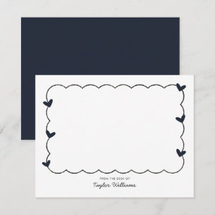 Tarjeta Pequeña Papel de carta con corazón y borde ondulado azul m