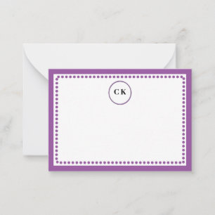 Tarjeta Pequeña Papel de carta con iniciales personalizadas y bord