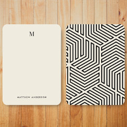 Tarjeta Pequeña Papel de carta con monograma de patrón geométrico