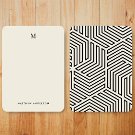 Tarjeta Pequeña Papel de carta con monograma de patrón geométrico