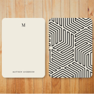 Tarjeta Pequeña Papel de carta con monograma de patrón geométrico