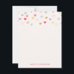 Tarjeta Pequeña Papel de Carta Corazones - Fresa<br><div class="desc">Papel de carta de niña con muchos corazones pequeños de colores.</div>