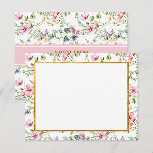 Tarjeta Pequeña Papel de carta de acuarela pastel de flores silves