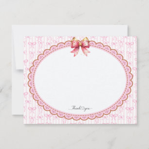Tarjeta Pequeña Papel de carta de agradecimiento con cinta rosa y