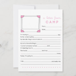 Tarjeta Pequeña Papel de carta de campamento para rellenar