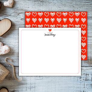 Tarjeta Pequeña Papel de carta de corazón escarlata de encaje Chic