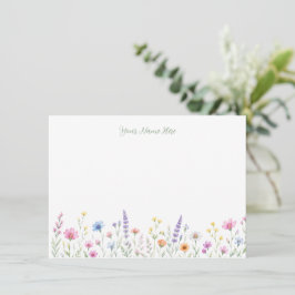Tarjeta Pequeña Papel de carta de flores silvestres acuarela