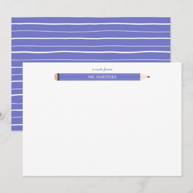 Tarjeta Pequeña Papel de carta de la escuela de ilustración de láp (Anverso / Reverso)