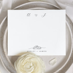 Tarjeta Pequeña Papel de carta elegante con monograma de pareja in