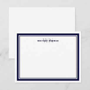 Tarjeta Pequeña Papel de carta elegante con monograma inicial y do