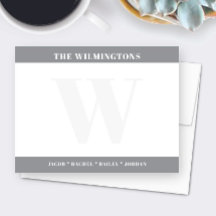 Papel de Carta Estación Gray Inicial Apellido Fami