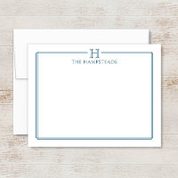Papel de carta familiar elegante azul marino con m