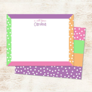 Tarjeta Pequeña Papel de carta femenino con lunares lindos y marco