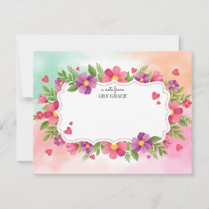 Tarjeta Pequeña Papel de Carta Floral LILY GRACE Agradecimiento Ac