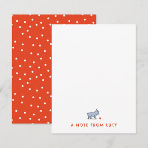 Tarjeta Pequeña Papel de carta infantil de Pug Periwinkle con pelo
