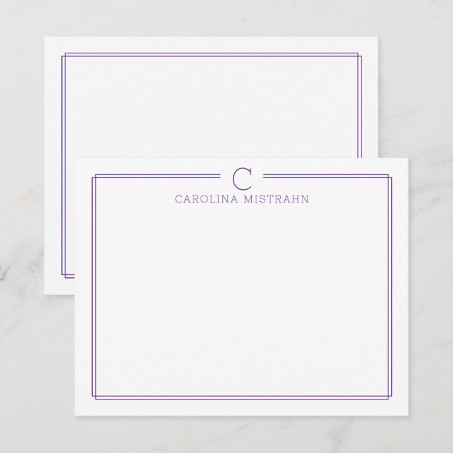 Tarjeta Pequeña Papel de carta informal con iniciales de monograma (Anverso / Reverso)