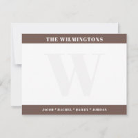 Papel de carta marrón oscuro con nombres de famili