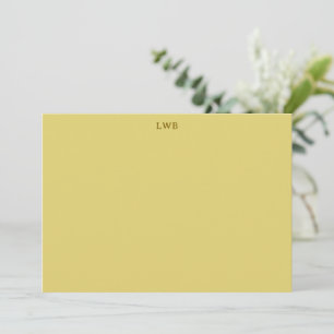 Tarjeta Pequeña Papel de carta moderno amarillo con iniciales mono