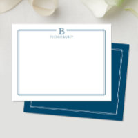 Papel de carta moderno con borde azul marino oscur