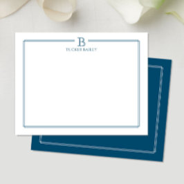 Tarjeta Pequeña Papel de carta moderno con borde azul marino oscur