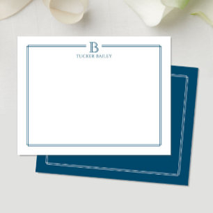 Tarjeta Pequeña Papel de carta moderno con borde azul marino oscur
